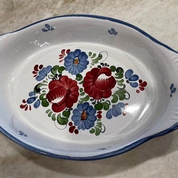 Graf Keramik floral handpainted pottery gratin dish Austria - Picture 2 of 12